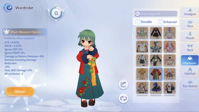 Plum Blossom Hymn costume in Ragnarok Origin